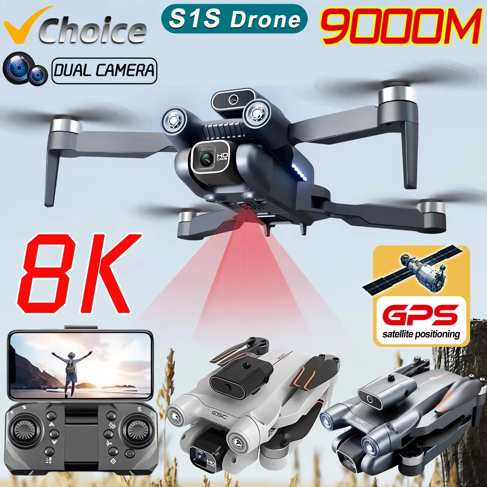 Drone Camera Hd - โดรนติด GPS 5G S1S ใหม่กล้องโดรน8K มอเตอร์ไร้แปรงถ่านไร้แปรงถ่านสำหรับมืออาชีพโดรนกล้อง