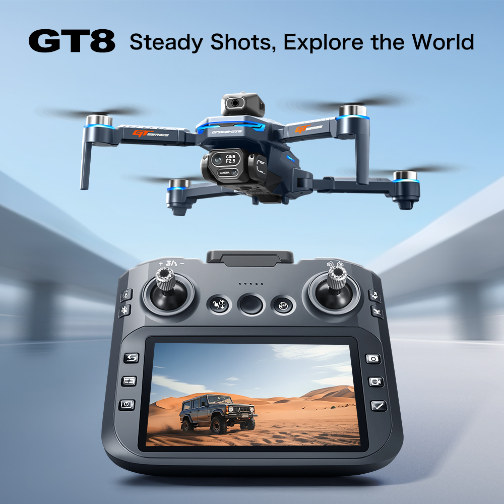 Drone Camera Mount - โดรนบินหลบหลีกสิ่งกีดขวาง GT8 – โดรนควอดคอปเตอร์แบบไร้แปรงถ่าน HD พร้อมรีโมทคอนโทรลหน้าจอขนาดใหญ่